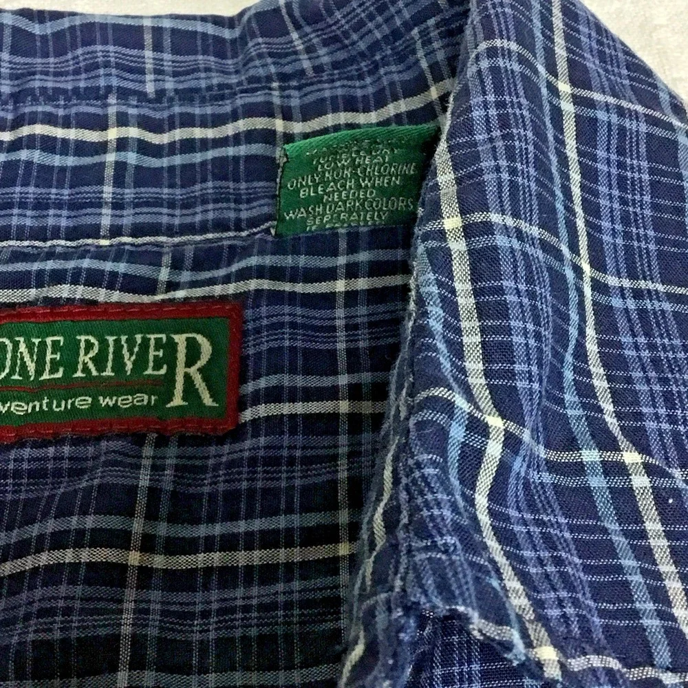 Stone River Adventure Wear Mens XLT Blue Plaid Western Pearl Snap Shirt SS - Picture 8 of 8